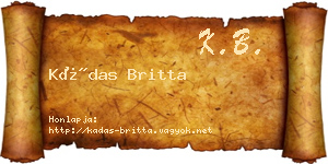 Kádas Britta névjegykártya